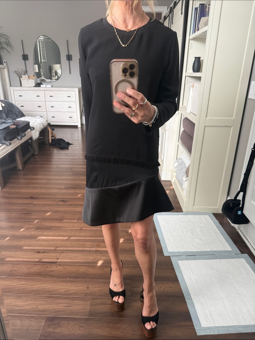 All Saints Black Asymmetrical Two-Piece Dress - Picture 5 of 6